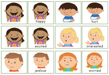 Emotions/Feelings Matching Activity by Miss Sweetpea | TPT