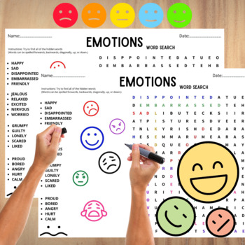 Preview of Emotions & Feelings Word Search.