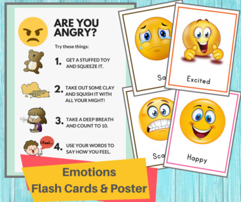 Preview of Emotions Flash Cards /Feelings Printable Flashcards / Toddler & Preschool