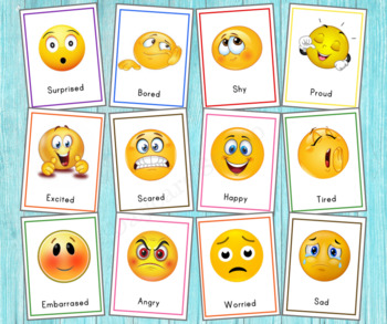 Emotions Flash Cards /Feelings Printable Flashcards / Toddler & Preschool