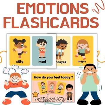 Preview of Emotions Flashcards for kids cards Feelings - Flashcards for kids - ages 2-6