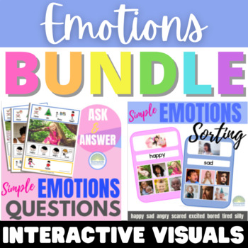 Preview of Identifying Feelings and Emotions Questions BUNDLE with Interactive Visuals
