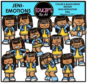 Preview of Emotions - Jeni Clip Art Bundle {Educlips Clipart}