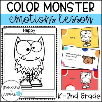 Preview of The Color Monster Emotions Lesson & Presentation | K-2nd