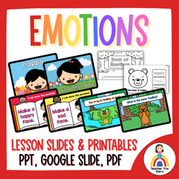 Preview of Emotions Lesson Slides Presentation and Printable Mini Book