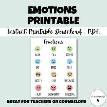 Emotions Printable by The Therapy Things | TPT