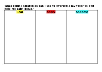 Preview of Emotions Strategies Worksheet