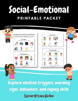 Preview of Emotions, Triggers, Warning Signs, Copings Skills Worksheets