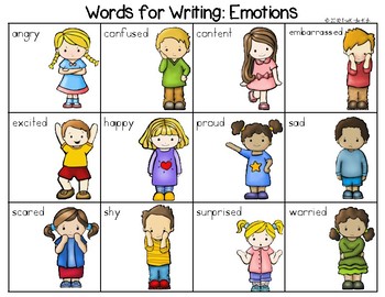 Emotions Word List - Writing Center by The Kinder Kids | TpT