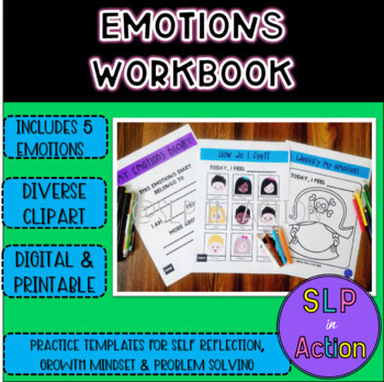 Preview of Identifying Feelings & Emotions|Self Regulation|Growth Mindset | Interactive PDF