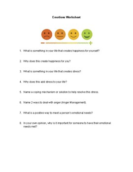 Preview of Emotions Worksheet