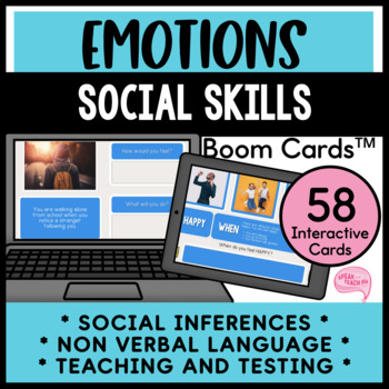 Preview of Emotions and Actions with Social Inferences Speech Therapy Boom Cards™