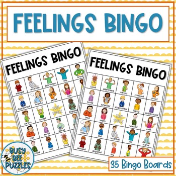 Emotions and Feelings Bingo Game - 35 Unique Cards Included by Busy Bee ...