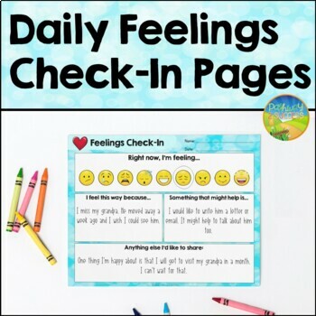 Preview of Emotions and Feelings Check-In Worksheets for Social Emotional Learning