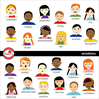 Preview of Emotions and Feelings Clipart and Flashcards by Poppydreamz