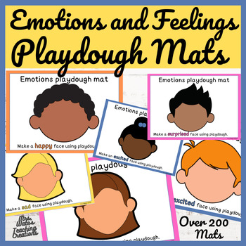 Preview of Emotions & Feelings Playdough Mats with Diverse Faces for Emotional Regulation