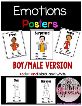 Preview of Emotions and Feelings Posters with Body Language Cues Synonyms MALE