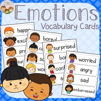 Preview of Emotions and Feelings Vocabulary Word Wall Cards plus Write and Wipe Version