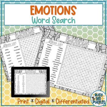 Preview of SEL Feelings and Emotions Word Search Puzzle Activity