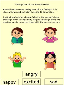 Preview of Emotions and Mental Health Kindergarten Distance Learning PowerPoint lesson