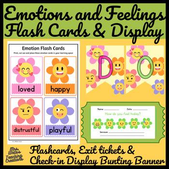 Preview of Emotions & Feelings Worksheets  Flashcards, Self Check In Templates