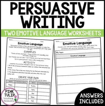 Preview of Emotive Language - Persuasive Writing Worksheets