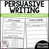 Emotive Language - Persuasive Writing Worksheets