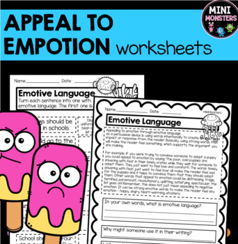 Preview of Emotive Language Worksheets