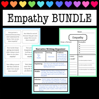 Preview of Empathy BUNDLE - Scenario Cards , Writing Prompt, Reflection Worksheet