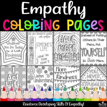 Preview of Empathy Coloring Pages / 12 Pages / Relax & Reinforce Treating Others Well