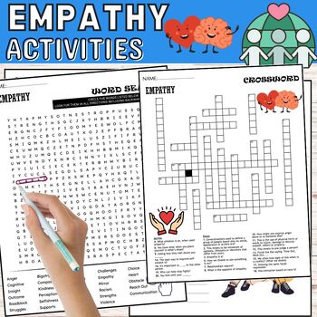 Preview of Empathy Fun Worksheets,Puzzles,Wordsearch & Crosswords