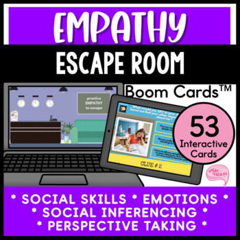 Preview of Empathy Perspective Taking Escape Room No Prep Speech Therapy Boom Cards™