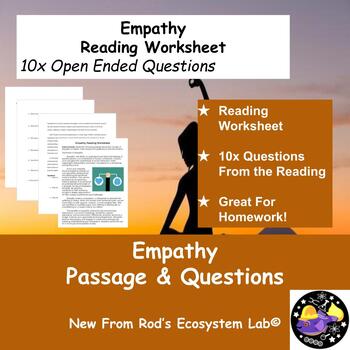 Preview of Empathy Reading Worksheet **Editable**