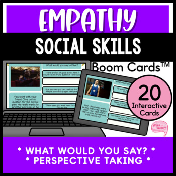 Preview of Empathy Real Pictures What would you SAY No Prep Speech Therapy Boom Cards™