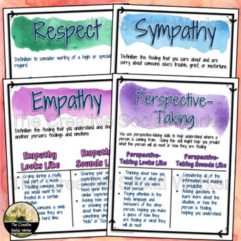 Empathy, Respect, Perspective-Taking, & Sympathy Poster Set | TpT