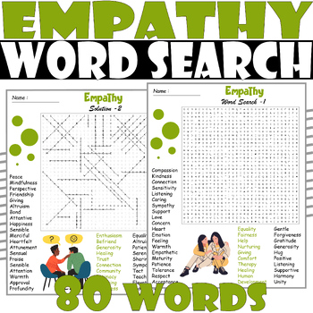 Empathy Word Search Puzzle Empathy Word Search Activities by Store Press