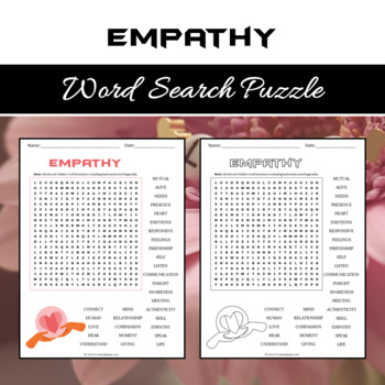 Empathy Word Search Puzzle No Prep Activity Printable PDF by Puzzles