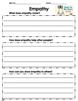 Empathy Worksheet By Teacherlcg Teachers Pay Teachers