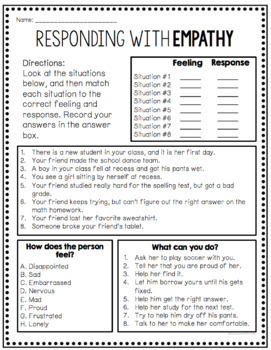 Empathy Worksheets Free By Counselor Chelsey Tpt