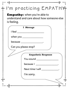 Empathy Worksheet by Deanna Choy | Teachers Pay Teachers
