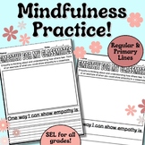 Empathy for Classmates Mindfulness Worksheet, SEL Social S