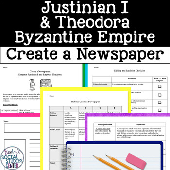 Preview of Emperor Justinian I and Empress Theodora Byzantine Empire Newspaper Project