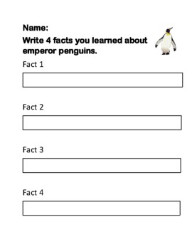 Preview of Emperor Penguin Research Center for School Library (Task Card/Graphic Organizer)