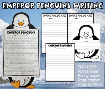 Preview of Emperor Penguins Writing, Craft, and Note Sheet- Benchmark 2021 Second Grade