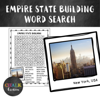 Empire State Building Word Search by Chalk Creations TPT