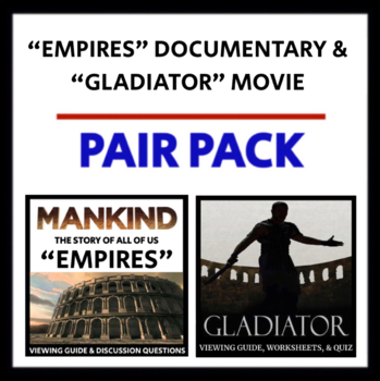 Preview of Empires & Gladiator - PAIR PACK - 2 Viewing Guide Resources for Ancient Rome