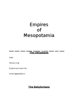 Preview of Empires of Mesopotamia Booklet - Akkadian, Babylonian, Assyrian, New Babylonian