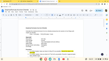 Preview of Empirical Formula Lab