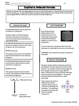 Preview of Empirical vs. Molecular Formulas