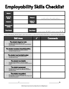 Preview of Employability Skills Checklists and Rubric